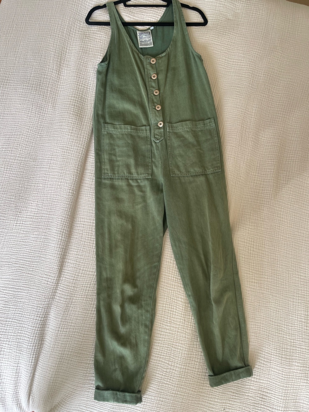 Jungmaven Olive Green Women's Jumpsuit with Patch Pockets